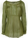 Alberta Ferretti Sheer Pleated Blouse In Green