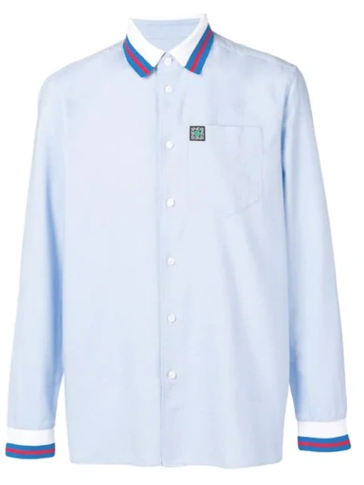 Kenzo Striped-trim Shirt In Blue