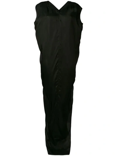 Rick Owens Side Slit Maxi Dress In Black
