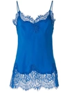 Gold Hawk Lace Trimmed Cami Top In Blue