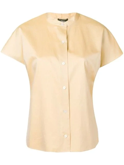 Theory Short-sleeve Fitted Shirt In Neutrals