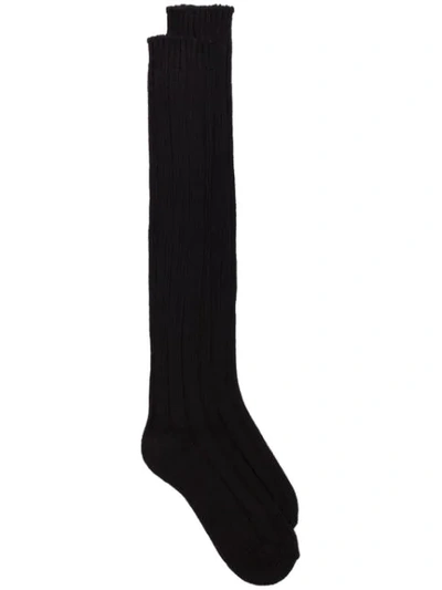 Rick Owens Black Birkenstock Ribbed Cotton Blend Socks