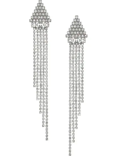 Gucci Crystal-embellished Drop Earrings In Metallic