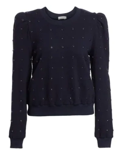 A.l.c Azalia Embellished Puff-sleeve Sweatshirt In Midnight
