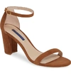 Stuart Weitzman Nearlynude Ankle Strap Sandal In Basket Brown Suede