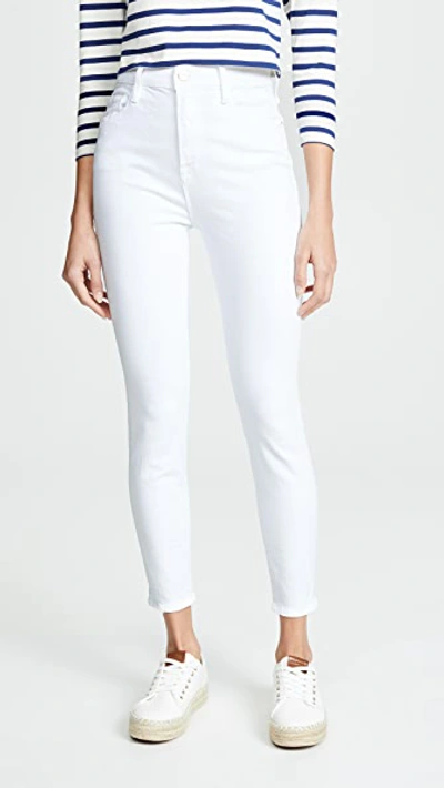 Frame Ali High Waist Cigarette Crop Skinny Jeans In Blanc