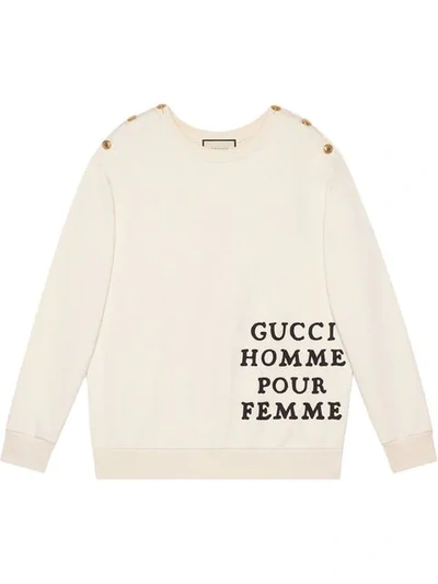 Gucci Buttoned Shoulder Embroidered Cotton Jumper In White