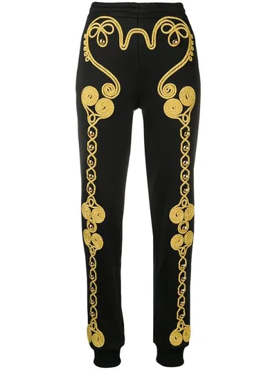 Moschino Embroidered Track Pants In Black