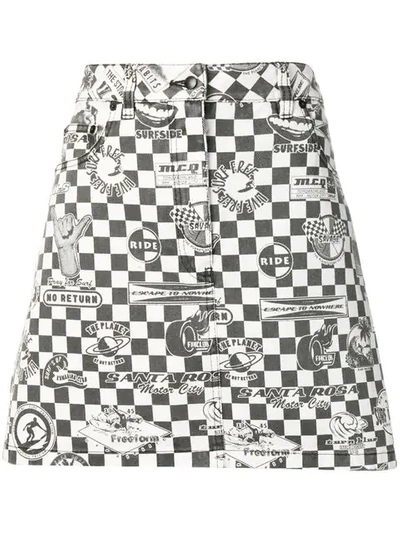 Mcq By Alexander Mcqueen Checkerboard Denim Skirt In Black