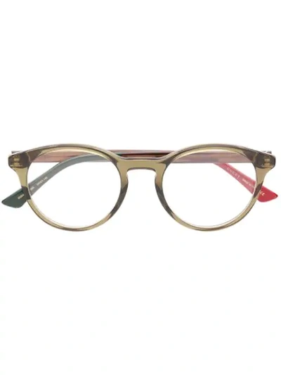 Gucci Oval Framed Glasses In Green