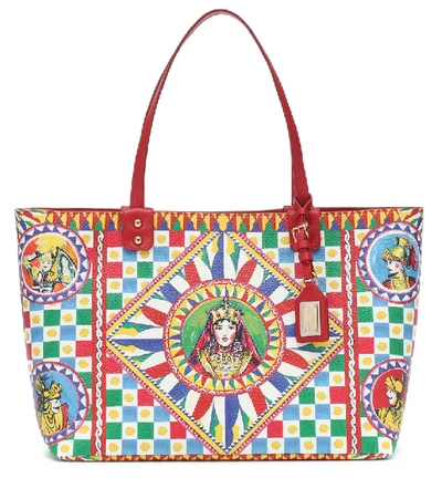 Dolce & Gabbana Beatrice Printed Leather Tote Bag In Multi