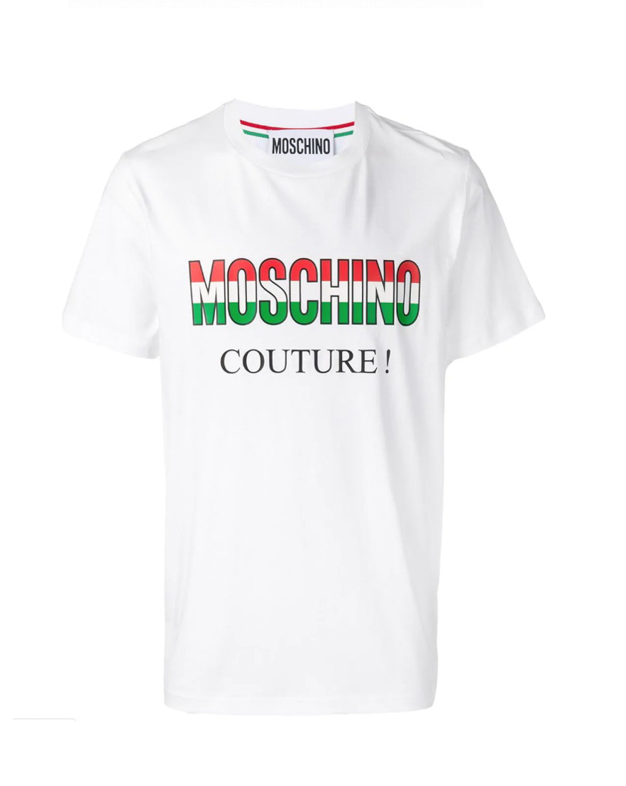 Moschino 意大利国旗主题logot恤in Black Modesens