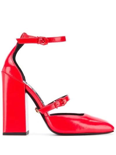 Versace Mary Jane Pumps In Red