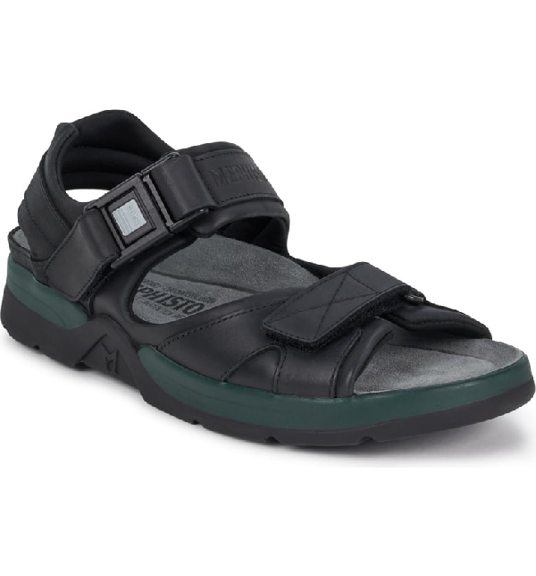 Mephisto Shark Leather Walking Sandals In Black Waxed Leather ModeSens