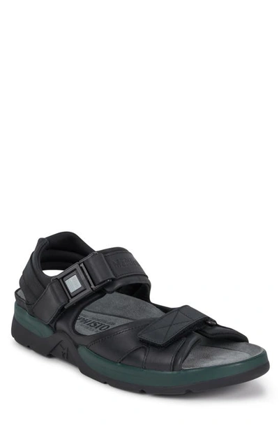 Mephisto Shark Leather Walking Sandals In Black