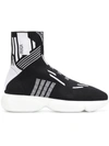 Prada Knit High-top Sneakers In Black