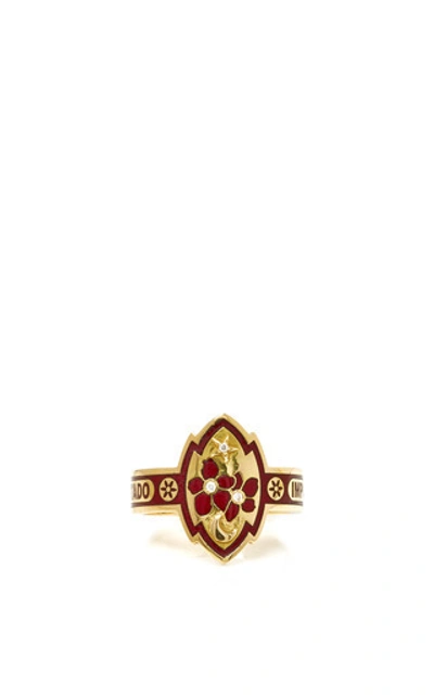 Foundrae Blossom Cigar Band In Bordeaux In Red