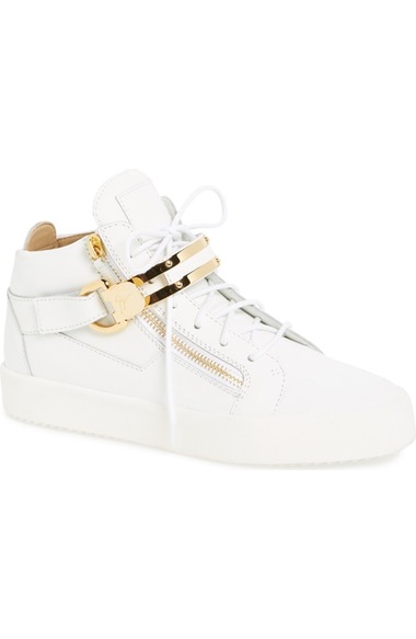 Giuseppe Zanotti 'may London' Buckle Strap Leather Sneakers In Bianco ...