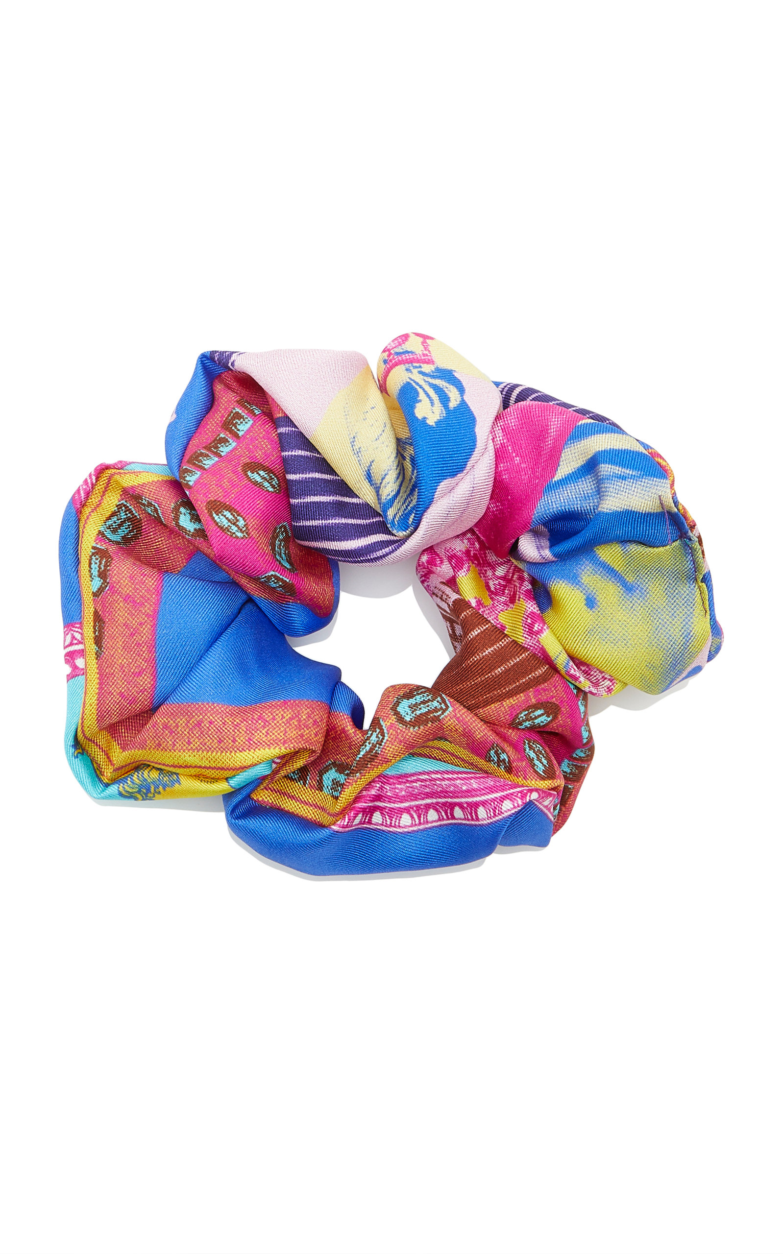 Versace Printed Silk Hair Tie In Blue Modesens