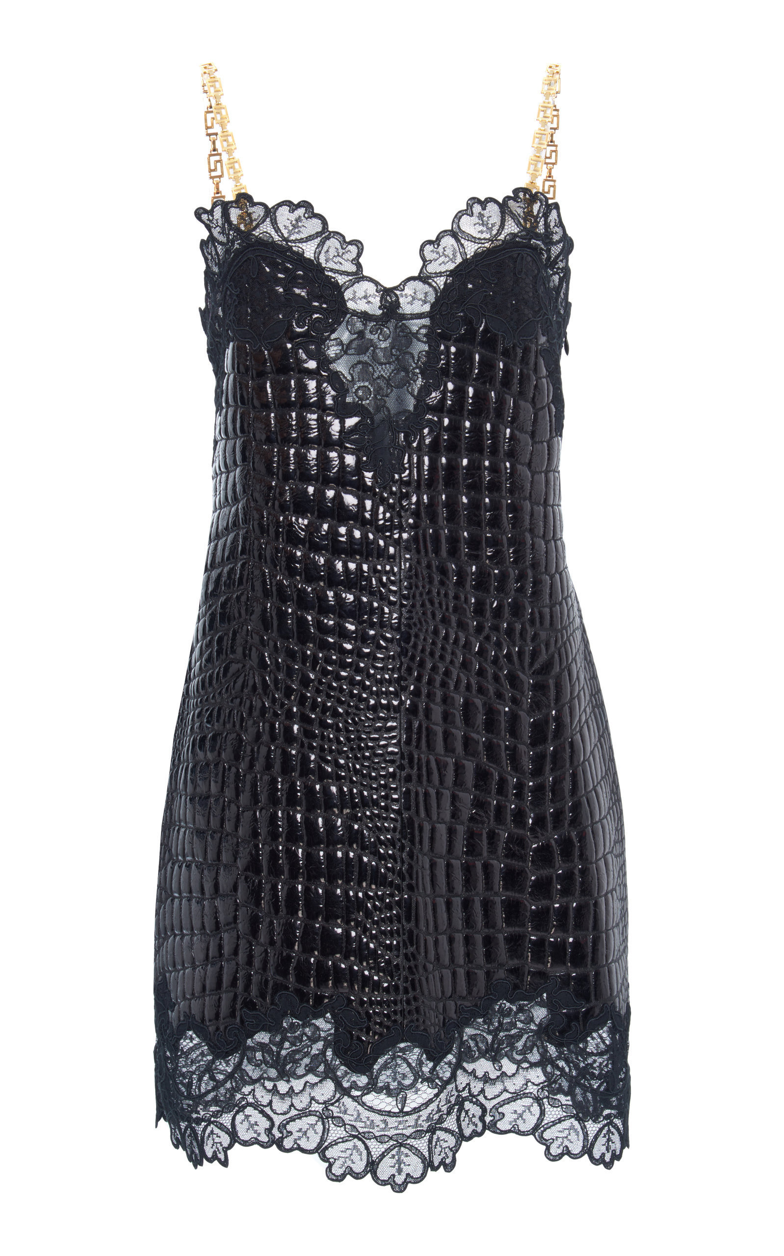 black leather and lace dress
