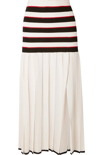 Sonia Rykiel Pleated Striped Cupro Skirt In White