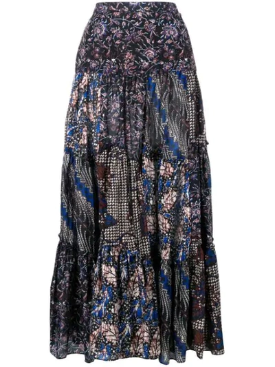 Ulla Johnson Asilia Printed Cotton And Silk-blend Maxi Skirt In Blue
