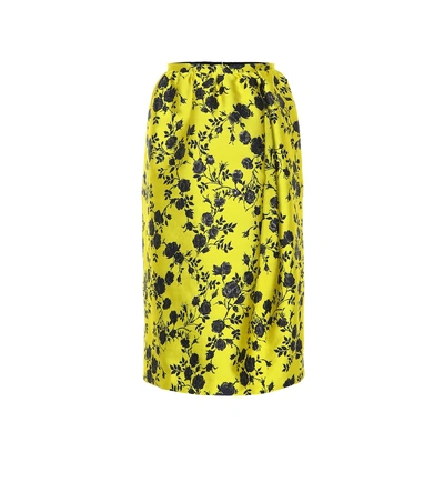 Rochas Omorus Floral Brocade Midi Skirt In Yellow