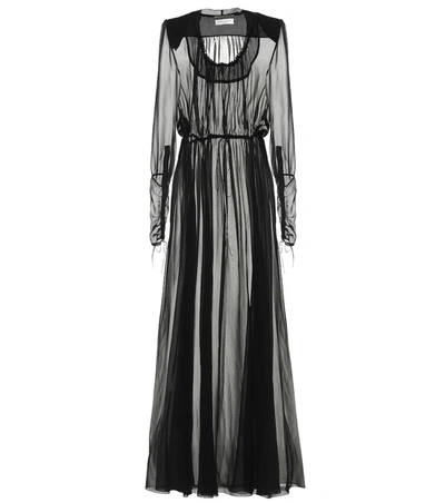 Saint Laurent Silk Gown In Black