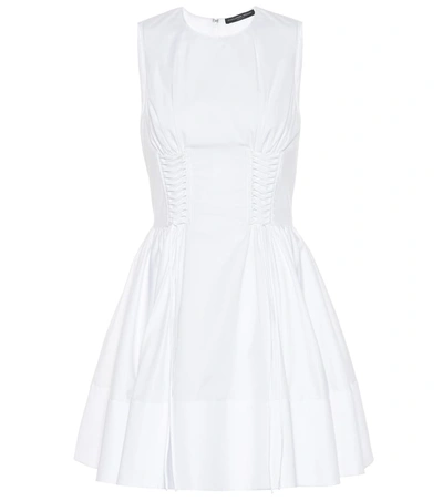 Alexander Mcqueen Lace-up Cotton Dress In White