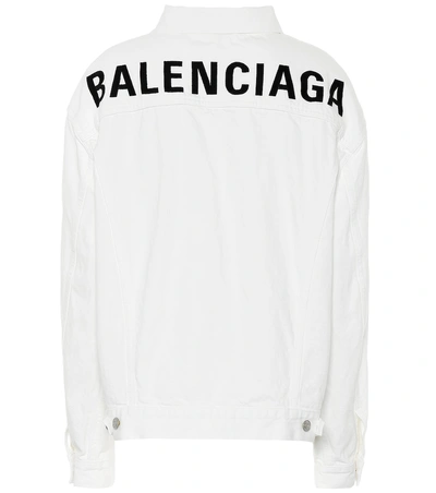 Balenciaga Logo Oversized Denim Jacket In White