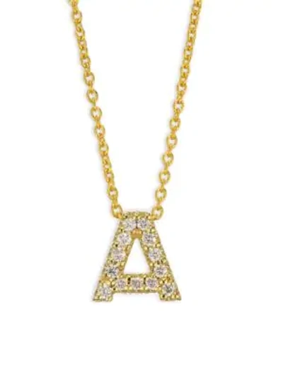 Roberto Coin Tiny Treasures Diamond & 18k Yellow Gold Initial Necklace In Initial A
