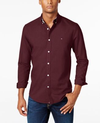 maroon tommy hilfiger shirt