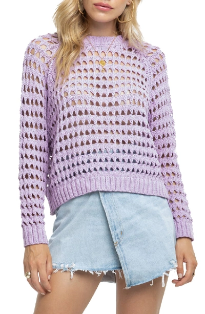 Astr Cameron Open-stitch Cropped Sweater In Lavender