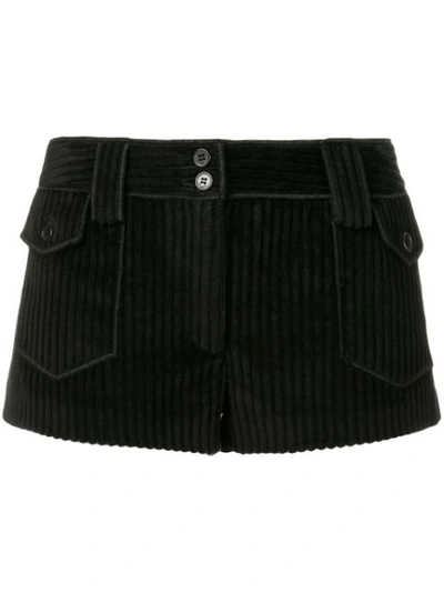 Saint Laurent Micro Shorts In Vintage Corduroy In Black