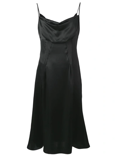 Versace Cowl-neck Silk-satin Slip Dress In Black