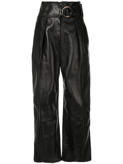 Petar Petrov Haena High-rise Leather Trousers In Black