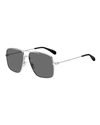 Givenchy Men's Brow Bar Aviator Sunglasses, 69mm In Silver/gray