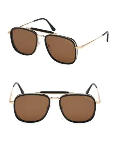 Tom Ford Men's Huck Metal Aviator Sunglasses In Brown