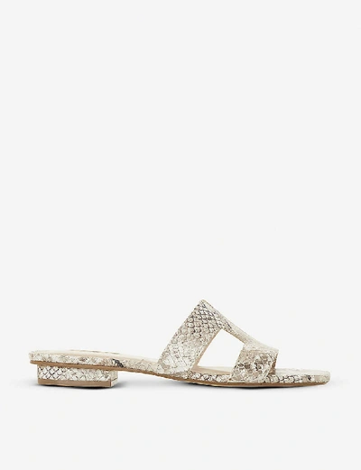 Dune Loupe Cutout Leather Sandals In Natural-reptile