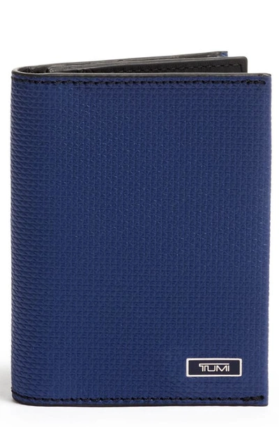 Tumi Monaco Gusseted Leather Card Case In Navy