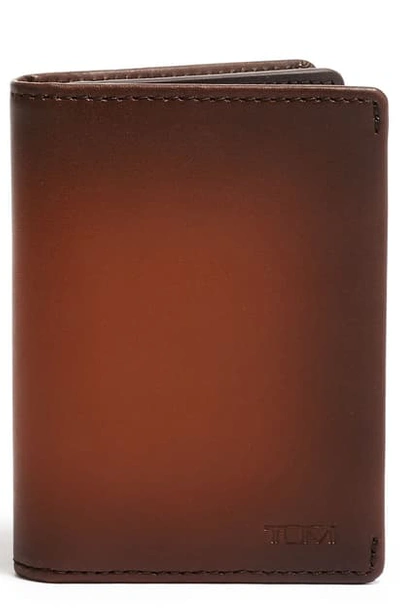 Tumi Nassau Gusseted Leather Card Case In Whiskey Burnished