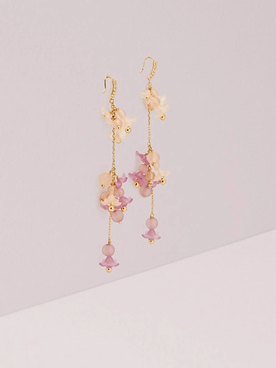 Kate Spade Full Floret Statement Linear Earrings In Pink Multi