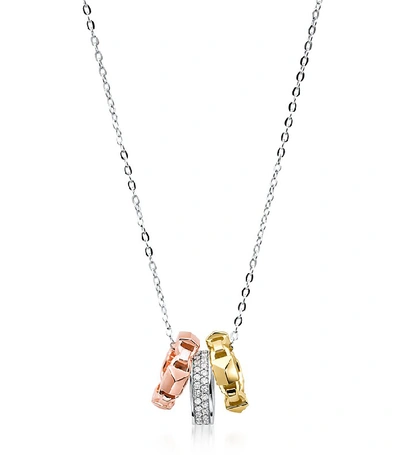 Michael Kors Mercer Tri-tone Ring Pendant Necklace In 14k Gold-plated Sterling Silver, 14k Rose Gold-plated Sterl In Multi