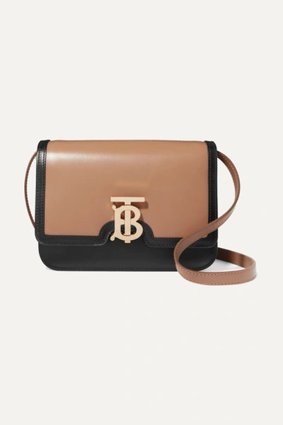 Burberry Small Two-tone Leather Shoulder Bag In Camel