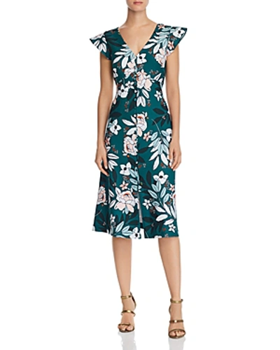 Adrianna Papell Babylon Floral Dress In Green Multi