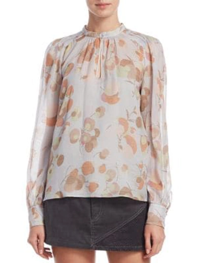 Marc Jacobs Silk Floral-print Blouse In Grey
