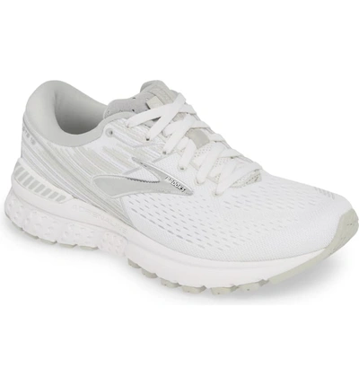 Brooks Adrenaline Gts 19 Running Shoe In White/ White/ Grey