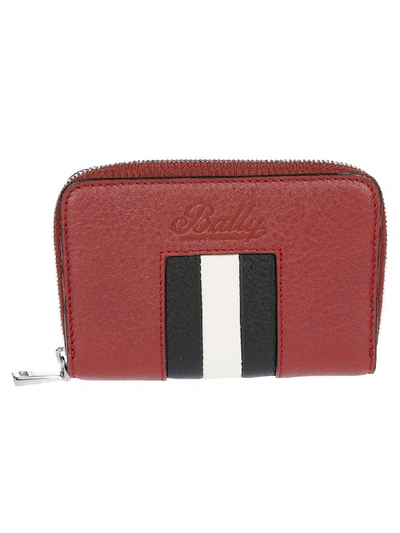 Bally Logo Zip-around Wallet In Red