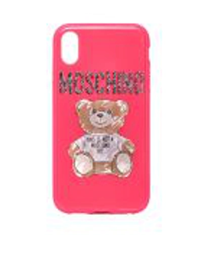 Moschino Brushstroke Teddy Bear Iphone Xs Case In Fuxia Multicolor