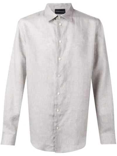 Emporio Armani Classic Button Up Shirt In Neutrals